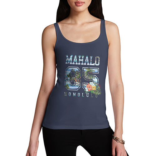 Funny Tank Top For Mum Mahalo Honolulu Women's Tank Top Medium Navy