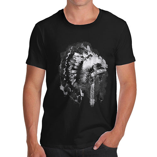 Mens Novelty T Shirt Christmas Native American Headdress Men's T-Shirt Medium Black