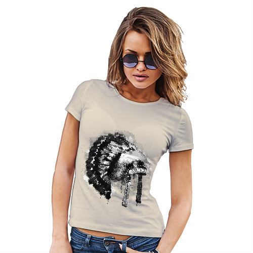 Funny Tee Shirts For Women Native American Headdress Women's T-Shirt X-Large Natural