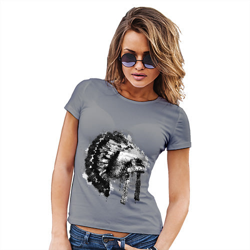 Womens Humor Novelty Graphic Funny T Shirt Native American Headdress Women's T-Shirt Large Light Grey