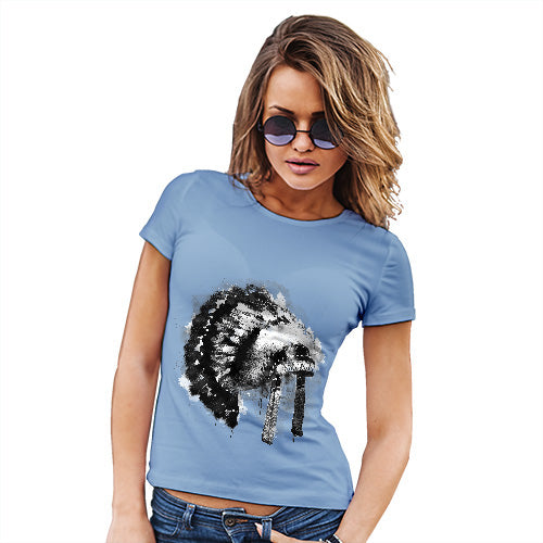Funny T-Shirts For Women Native American Headdress Women's T-Shirt Small Sky Blue