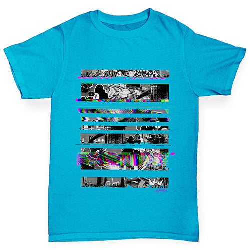 Girls novelty t shirts Cartoon Glitches Girl's T-Shirt Age 5-6 Azure Blue