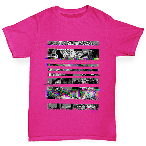 Girls Funny T Shirt Cartoon Glitches Girl's T-Shirt Age 5-6 Pink