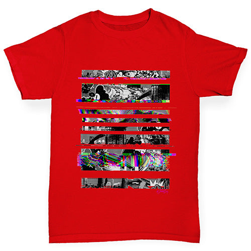 Novelty Tees For Girls Cartoon Glitches Girl's T-Shirt Age 3-4 Red