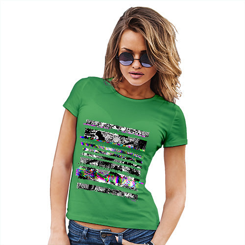 Funny Tshirts For Women Cartoon Glitches Women's T-Shirt X-Large Green