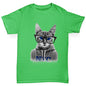 Boys Funny Tshirts Nerdy Cat NYC Boy's T-Shirt Age 12-14 Green