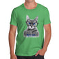 Funny Mens Tshirts Nerdy Cat NYC Men's T-Shirt Small Green