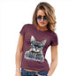 Womens T-Shirt Funny Geek Nerd Hilarious Joke Nerdy Cat NYC Women's T-Shirt Large Burgundy