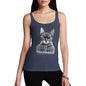 Womens Novelty Tank Top Nerdy Cat NYC Women's Tank Top Medium Navy