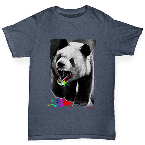 Boys novelty t shirts Angry Rainbow Panda Boy's T-Shirt Age 9-11 Dark Grey