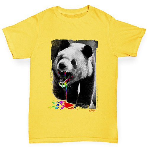 Boys novelty t shirts Angry Rainbow Panda Boy's T-Shirt Age 7-8 Yellow