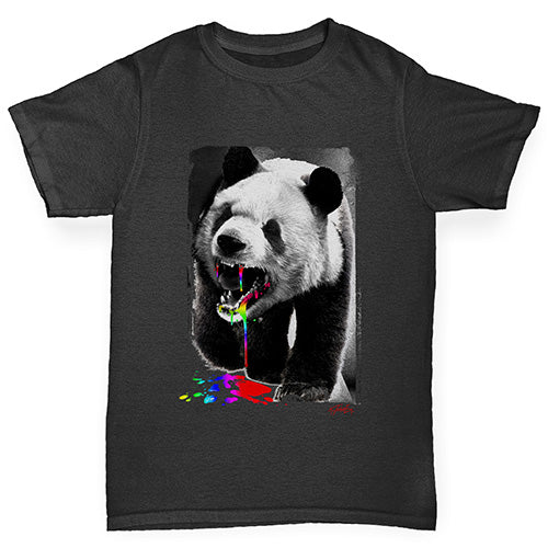 funny t shirts for girls Angry Rainbow Panda Girl's T-Shirt Age 12-14 Black
