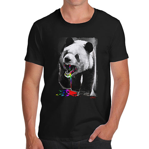 Funny Mens T Shirts Angry Rainbow Panda Men's T-Shirt Medium Black