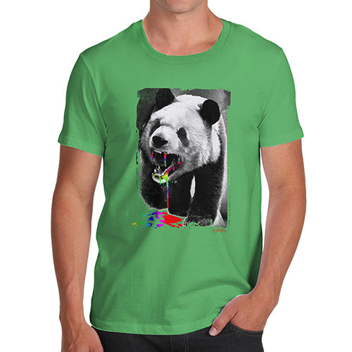 Mens Humor Novelty Graphic Sarcasm Funny T Shirt Angry Rainbow Panda Men's T-Shirt Medium Green