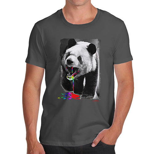 Funny Mens T Shirts Angry Rainbow Panda Men's T-Shirt X-Large Dark Grey