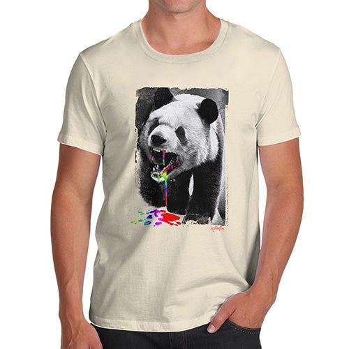 Funny T-Shirts For Guys Angry Rainbow Panda Men's T-Shirt Medium Natural