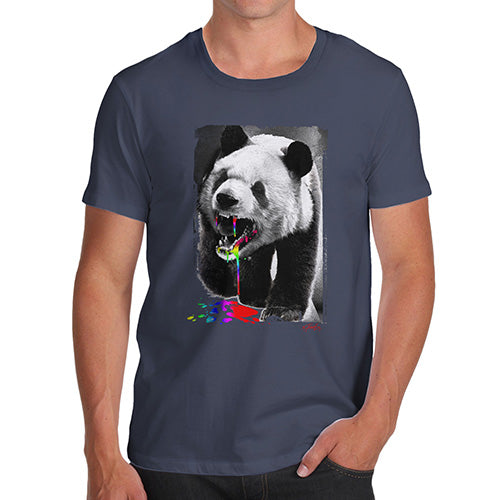 Funny T-Shirts For Guys Angry Rainbow Panda Men's T-Shirt Large Navy