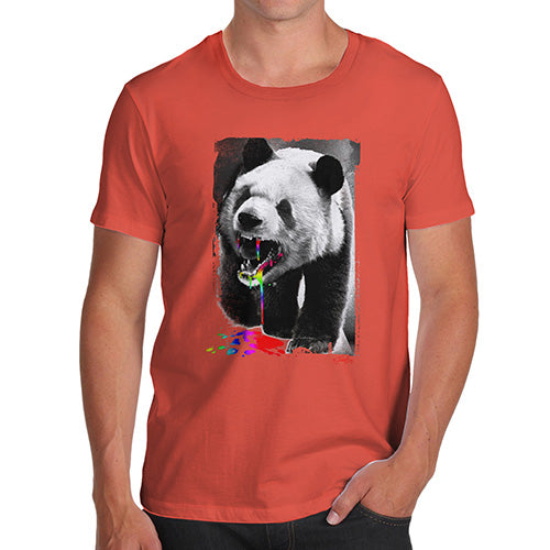 Mens T-Shirt Funny Geek Nerd Hilarious Joke Angry Rainbow Panda Men's T-Shirt Medium Orange