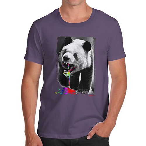 Funny T Shirts For Dad Angry Rainbow Panda Men's T-Shirt Medium Plum
