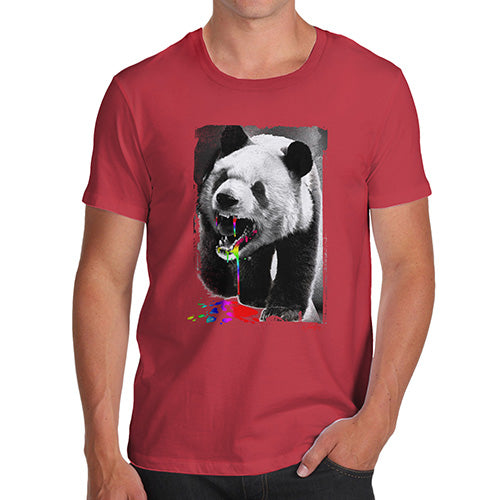 Mens T-Shirt Funny Geek Nerd Hilarious Joke Angry Rainbow Panda Men's T-Shirt Medium Red