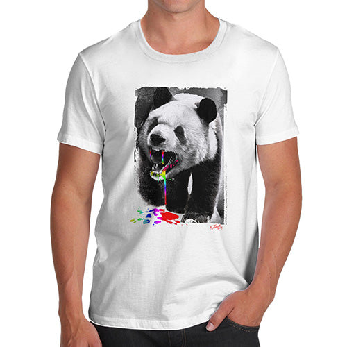 Funny T-Shirts For Guys Angry Rainbow Panda Men's T-Shirt Medium White