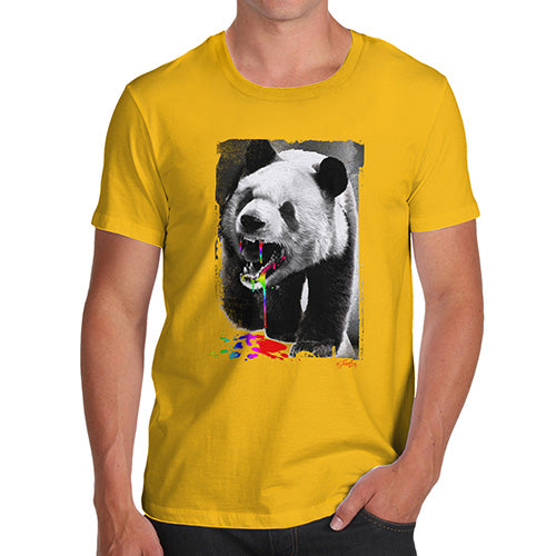 Funny Gifts For Men Angry Rainbow Panda Men's T-Shirt X-Large Yellow