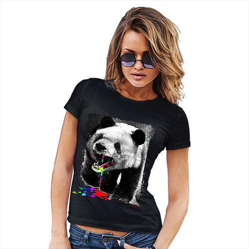 Funny Tshirts For Women Angry Rainbow Panda Women's T-Shirt Medium Black