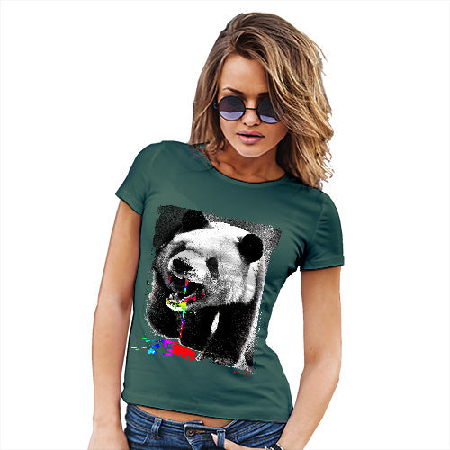 Funny T Shirts For Mum Angry Rainbow Panda Women's T-Shirt X-Large Bottle Green