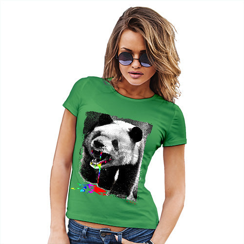 Novelty Tshirts Women Angry Rainbow Panda Women's T-Shirt Small Green