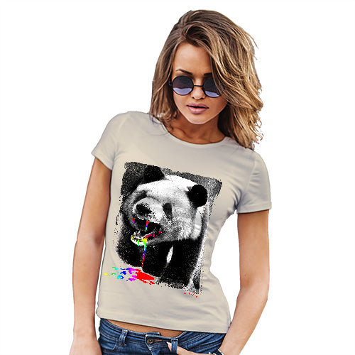 Funny T-Shirts For Women Sarcasm Angry Rainbow Panda Women's T-Shirt Medium Natural