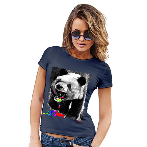 Womens Humor Novelty Graphic Funny T Shirt Angry Rainbow Panda Women's T-Shirt X-Large Navy