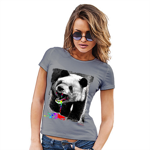 Funny Tshirts For Women Angry Rainbow Panda Women's T-Shirt Medium Light Grey