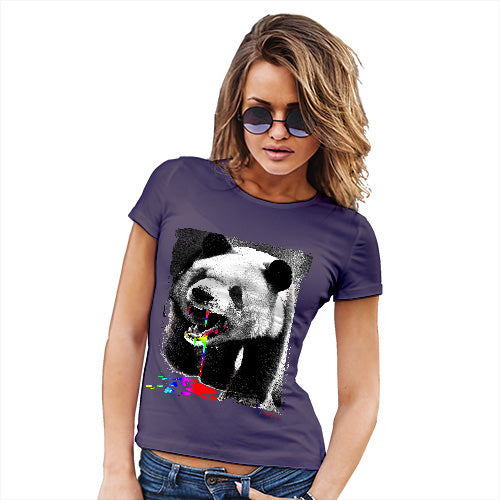 Novelty Gifts For Women Angry Rainbow Panda Women's T-Shirt Large Plum