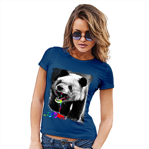 Womens Novelty T Shirt Angry Rainbow Panda Women's T-Shirt Small Royal Blue