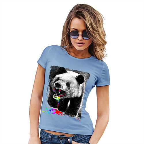 Funny Shirts For Women Angry Rainbow Panda Women's T-Shirt Large Sky Blue