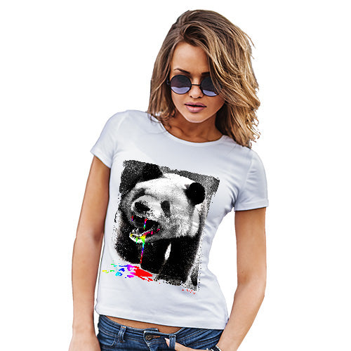 Novelty Gifts For Women Angry Rainbow Panda Women's T-Shirt X-Large White