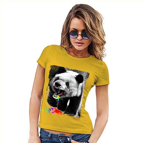 Funny Gifts For Women Angry Rainbow Panda Women's T-Shirt X-Large Yellow