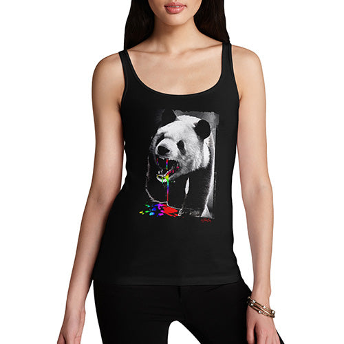 Funny Tank Tops For Women Angry Rainbow Panda Women's Tank Top X-Large Black