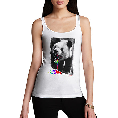 Womens Novelty Tank Top Angry Rainbow Panda Women's Tank Top Small White