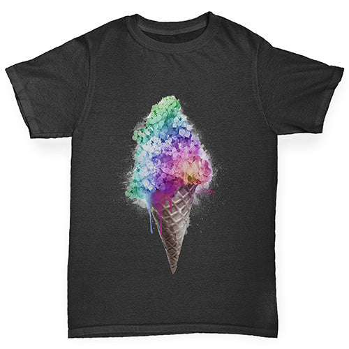 Novelty Tees For Boys Ice Cream Bouquet Boy's T-Shirt Age 9-11 Black