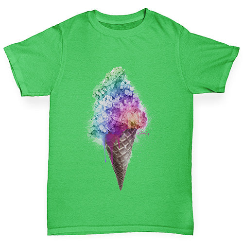 Boys novelty t shirts Ice Cream Bouquet Boy's T-Shirt Age 9-11 Green