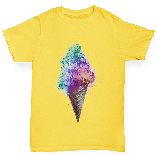 Boys Funny Tshirts Ice Cream Bouquet Boy's T-Shirt Age 7-8 Yellow