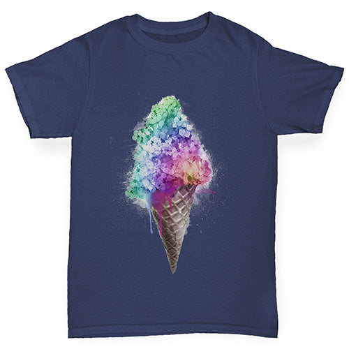 Girls Funny T Shirt Ice Cream Bouquet Girl's T-Shirt Age 7-8 Navy