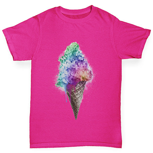 Girls Funny Tshirts Ice Cream Bouquet Girl's T-Shirt Age 12-14 Pink