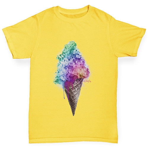 Girls funny tee shirts Ice Cream Bouquet Girl's T-Shirt Age 5-6 Yellow