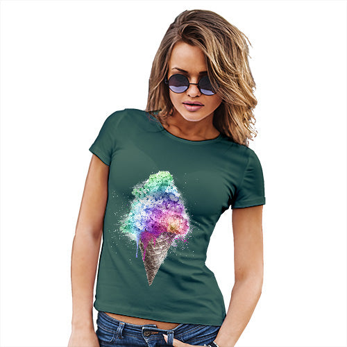 Womens Funny Sarcasm T Shirt Ice Cream Bouquet Women's T-Shirt Medium Bottle Green