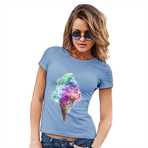 Funny T Shirts For Women Ice Cream Bouquet Women's T-Shirt Small Sky Blue