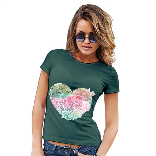 Womens T-Shirt Funny Geek Nerd Hilarious Joke Happy To Be Me Heart Women's T-Shirt X-Large Bottle Green