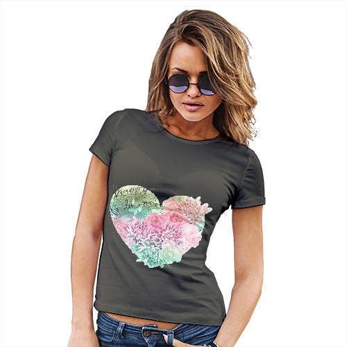 Womens T-Shirt Funny Geek Nerd Hilarious Joke Happy To Be Me Heart Women's T-Shirt Medium Khaki