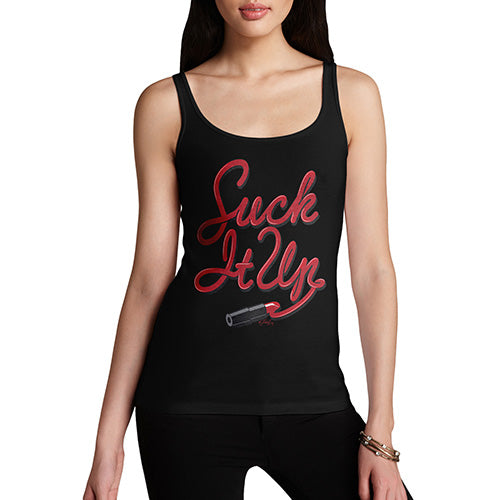 Womens Funny Tank Top Suck It Up Lipstick Women's Tank Top X-Large Black